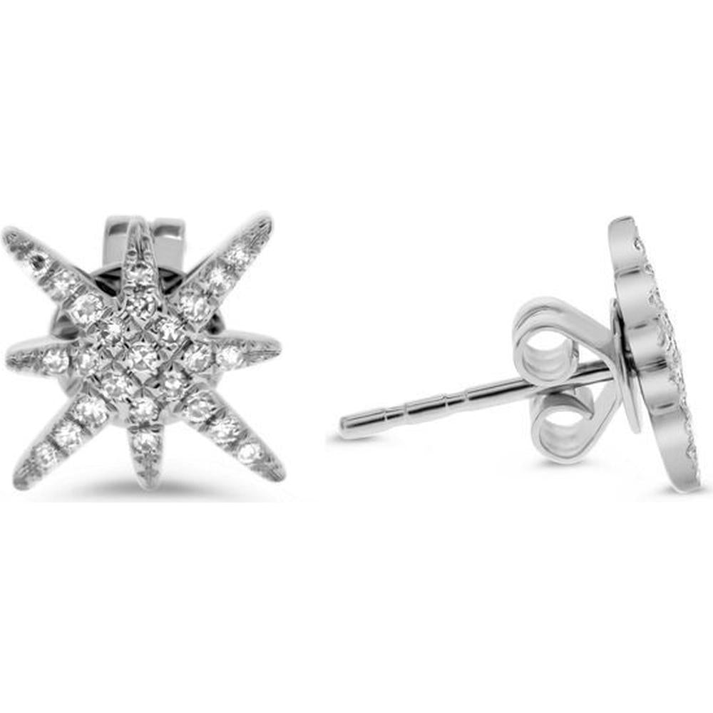 Roman & Jules - 14K White Gold Diamond Star Stud Earrings - 0.12 Carat Total Diamond Weight