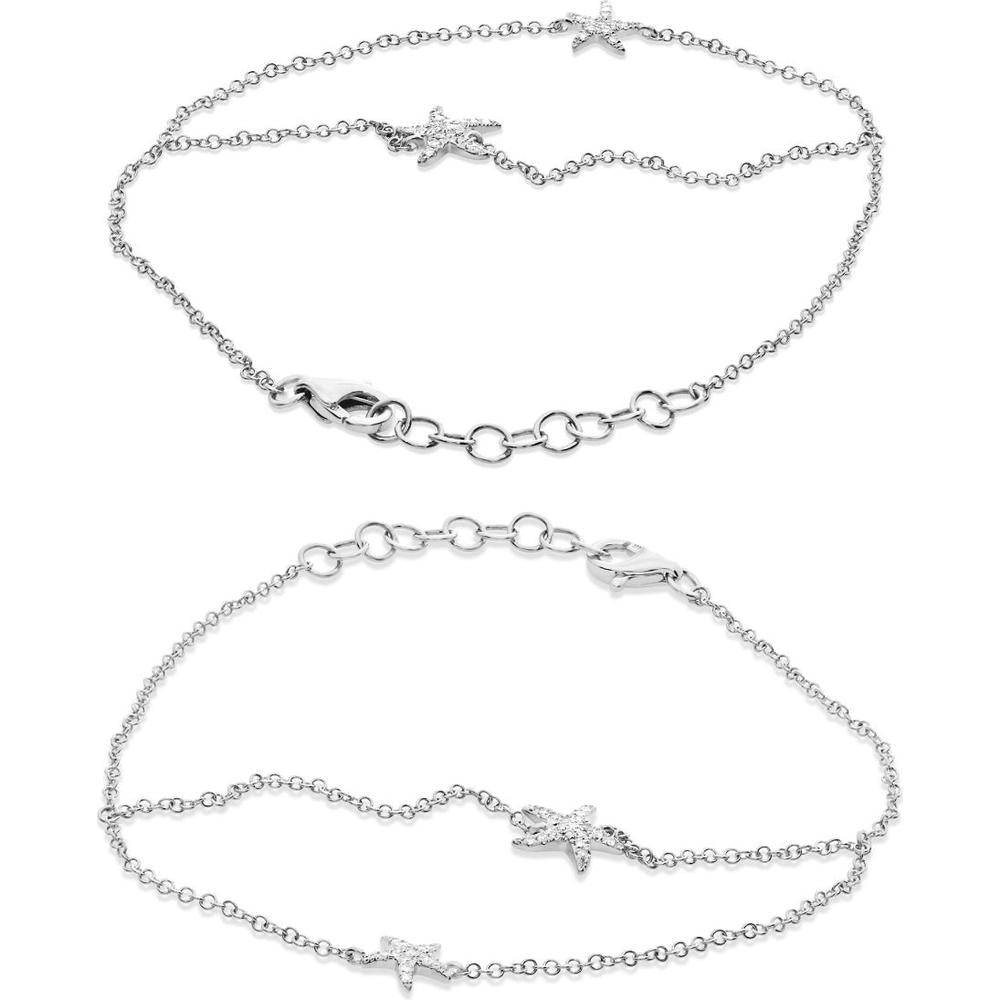 Roman & Jules - 14K White Gold Diamond Stars Bracelet with Round Brilliant-Cut Diamonds - 0.14 Carat Total Diamond Weight