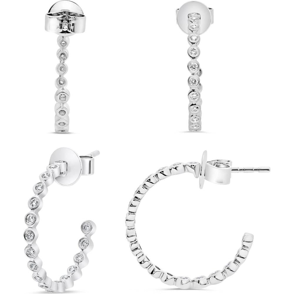 Roman & Jules - 14K White Gold Diamond Stud Earrings with Round Diamonds - 0.70 Carat Total Diamond Weight