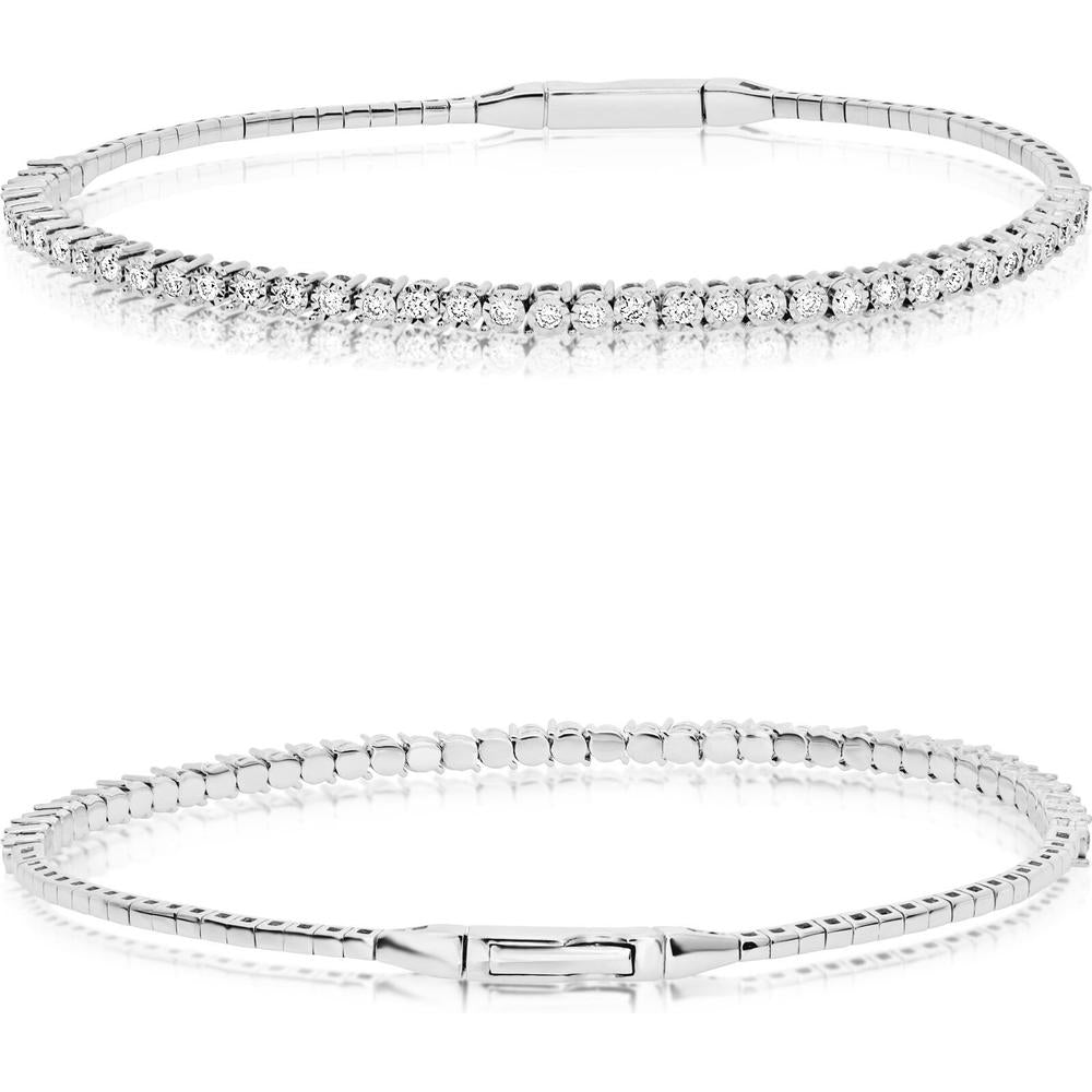 Roman & Jules - 14K White Gold Diamond Tennis Bracelet with Round Brilliant Diamonds - 0.50 Carat Total Diamond Weight