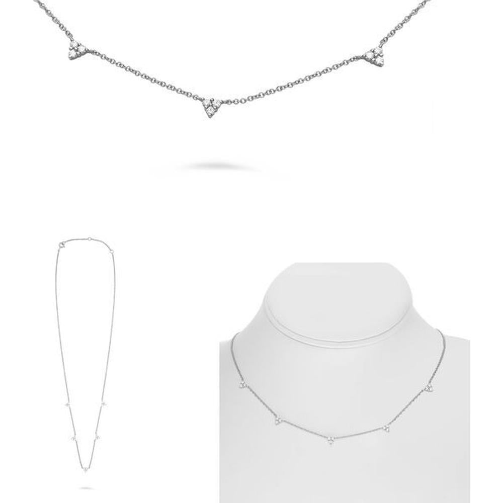 Roman & Jules - 14K White Gold Diamond Triangle Charms Necklace - 0.39 Carat Total Diamond Weight