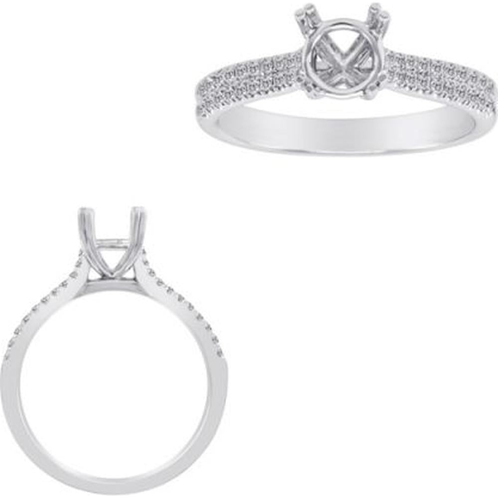 Roman & Jules - 14K White Gold Double Pave Engagement Ring with 0.23 Carat Total Round Diamonds