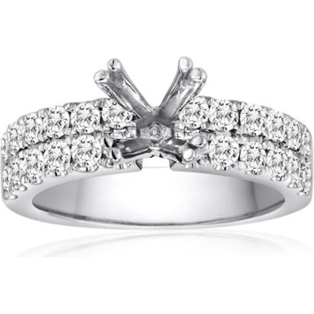 Roman & Jules - 14K White Gold Double Row Diamond Engagement Setting with 1.04 Carat Round Diamonds