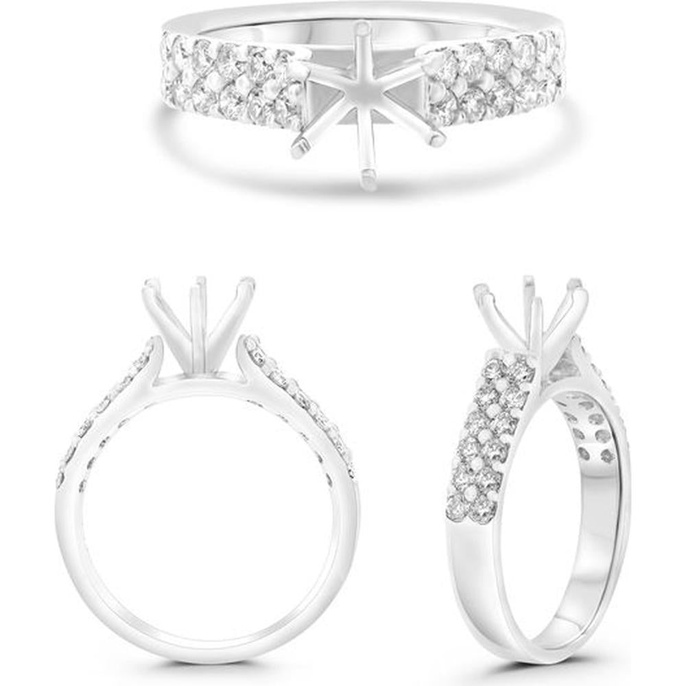 Roman & Jules - 14K White Gold Double-Row Round Diamond Band Ring - 0.67 Carat Total Diamond Weight