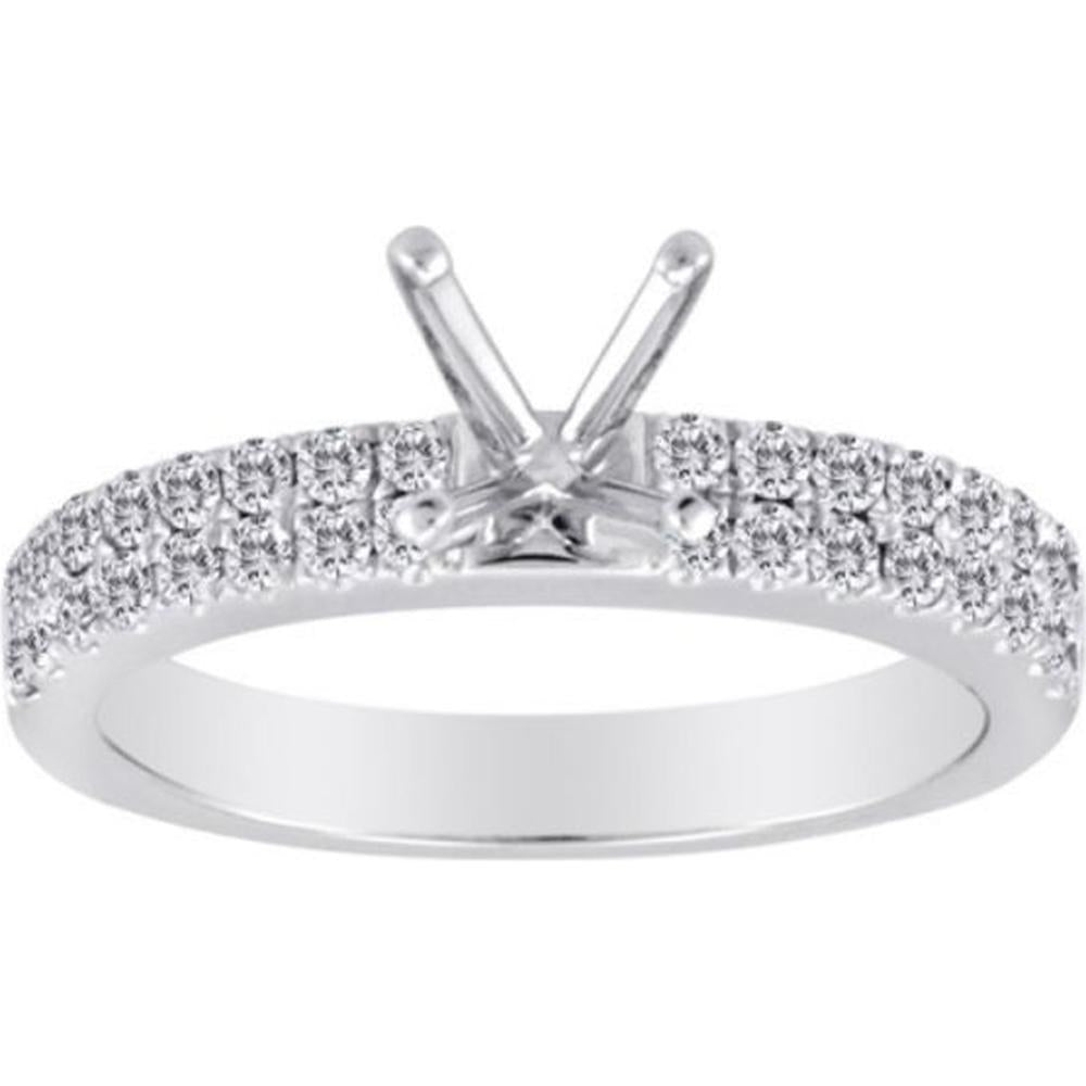 Roman & Jules - 14K White Gold Double-Row Round Diamond Ring - 0.47 Carat Total Diamond Weight