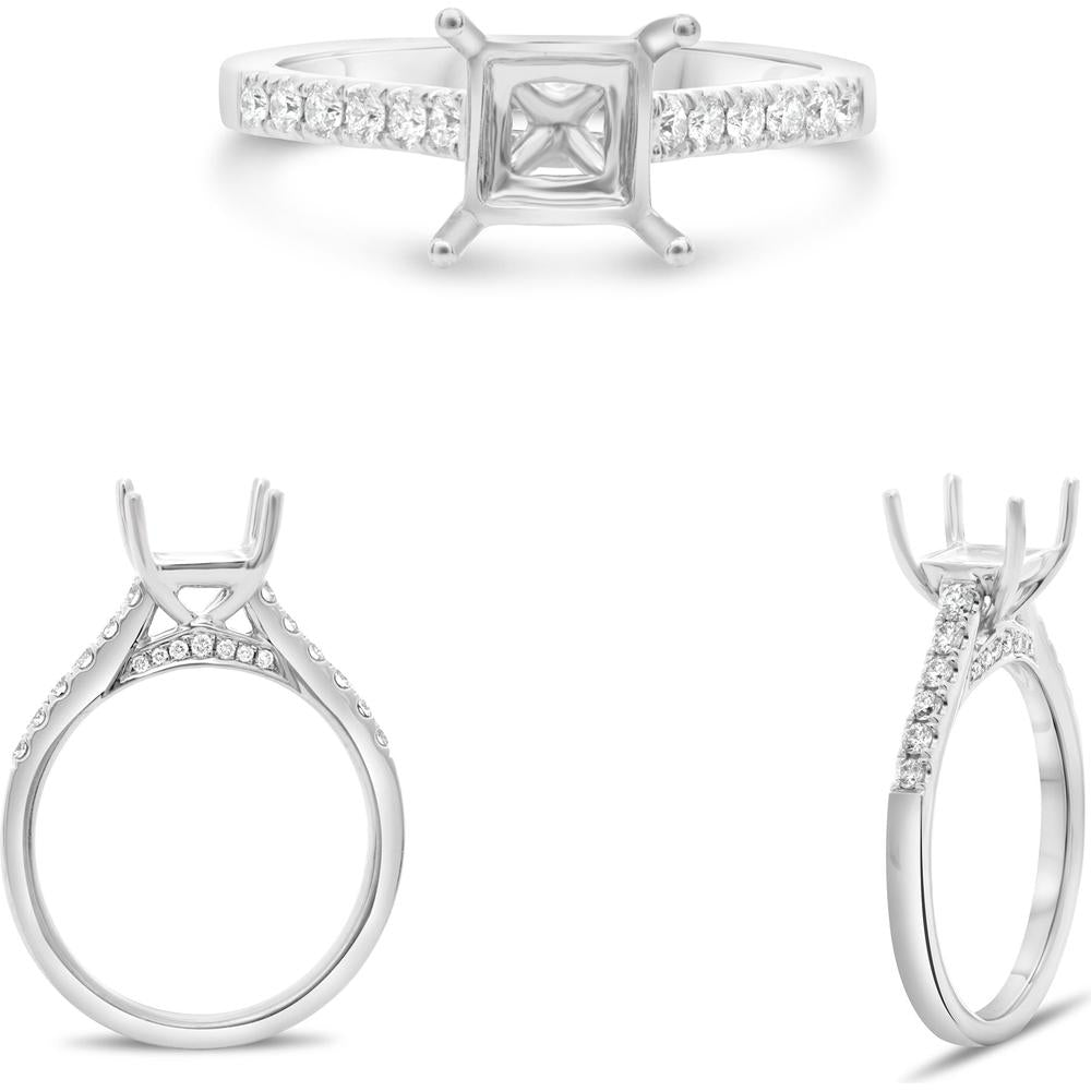 Roman & Jules - 14K White Gold Engagement Ring with 0.29 Carat Round Diamond Micropavé Setting