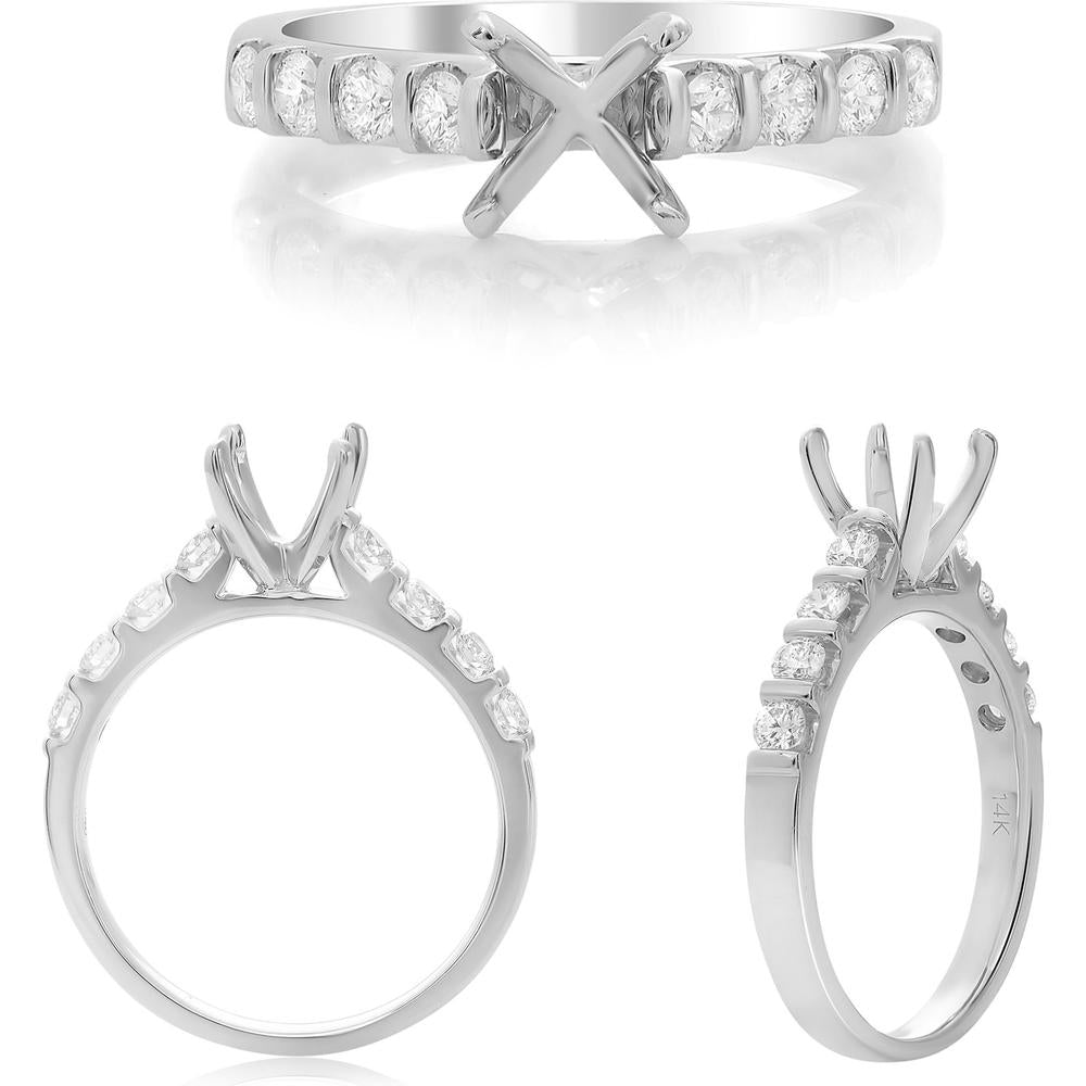 Roman & Jules - 14K White Gold Engagement Ring with Round Diamonds - 0.37 Carat Total Diamond Weight