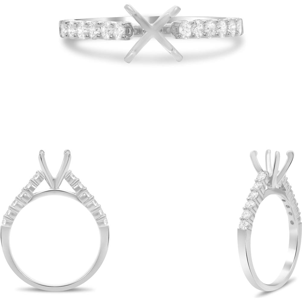 Roman & Jules - 14K White Gold Engagement Ring with Round Diamonds - 0.39 Carat Total Diamond Weight