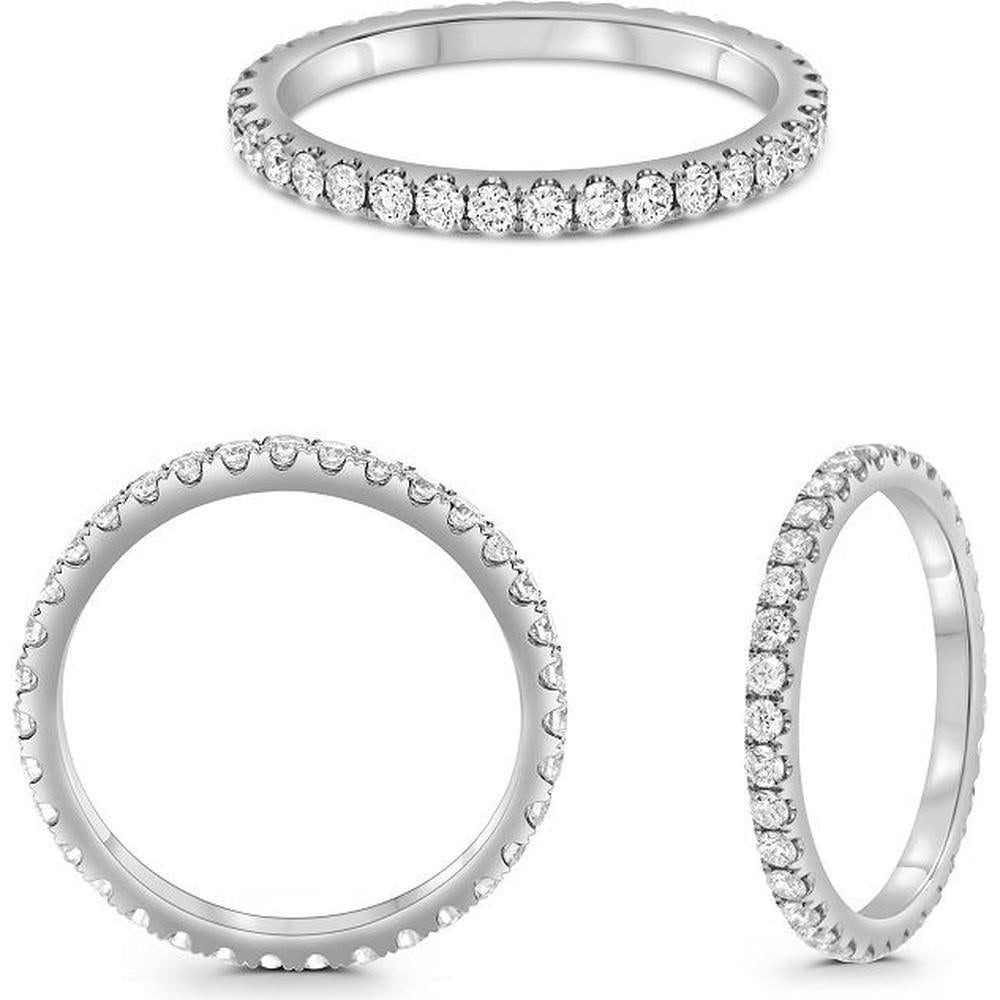 Roman & Jules - 14K White Gold Eternity Band with 0.65 Carat Round Diamonds - Micropavé Setting