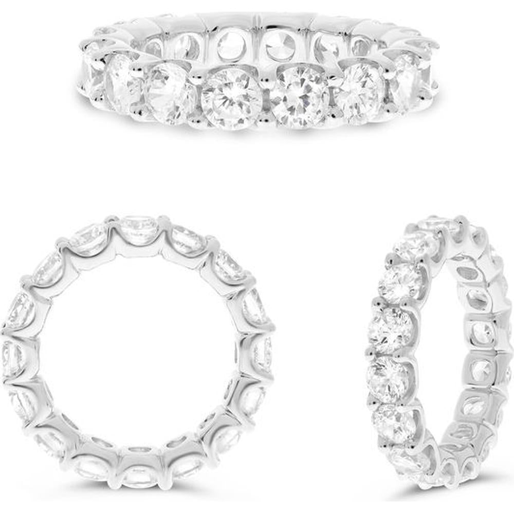 Roman & Jules - 14K White Gold Eternity Band with 4.00 Carat Total Round Diamonds in Shared U-Shape Setting