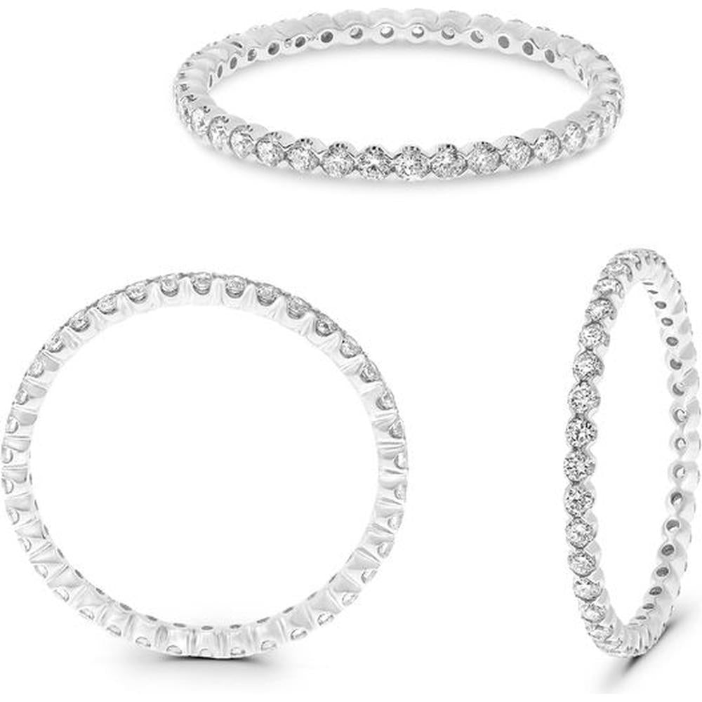 Roman & Jules - 14K White Gold Eternity Band with Fishtail Set Round Diamonds - 0.52 Carat Total Diamond Weight
