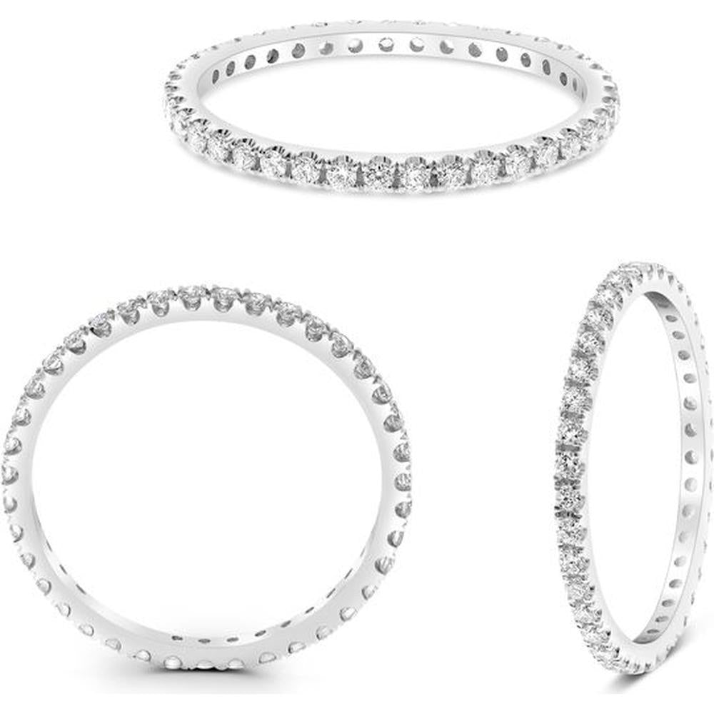 Roman & Jules - 14K White Gold Eternity Band with Micropavé Set Round Diamonds - 0.34 Carat Total Diamond Weight