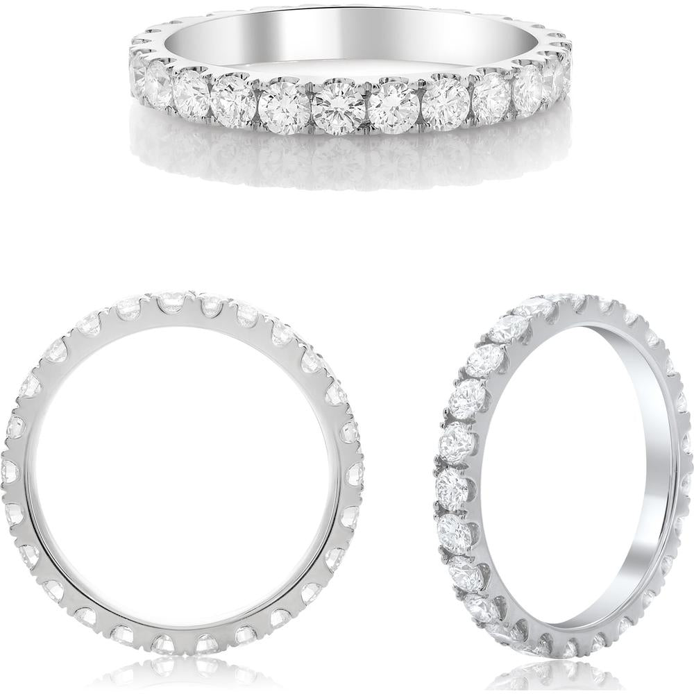 Roman & Jules - 14K White Gold Eternity Band with Round Cut Diamonds - 1.36 Carat Total Diamond Weight