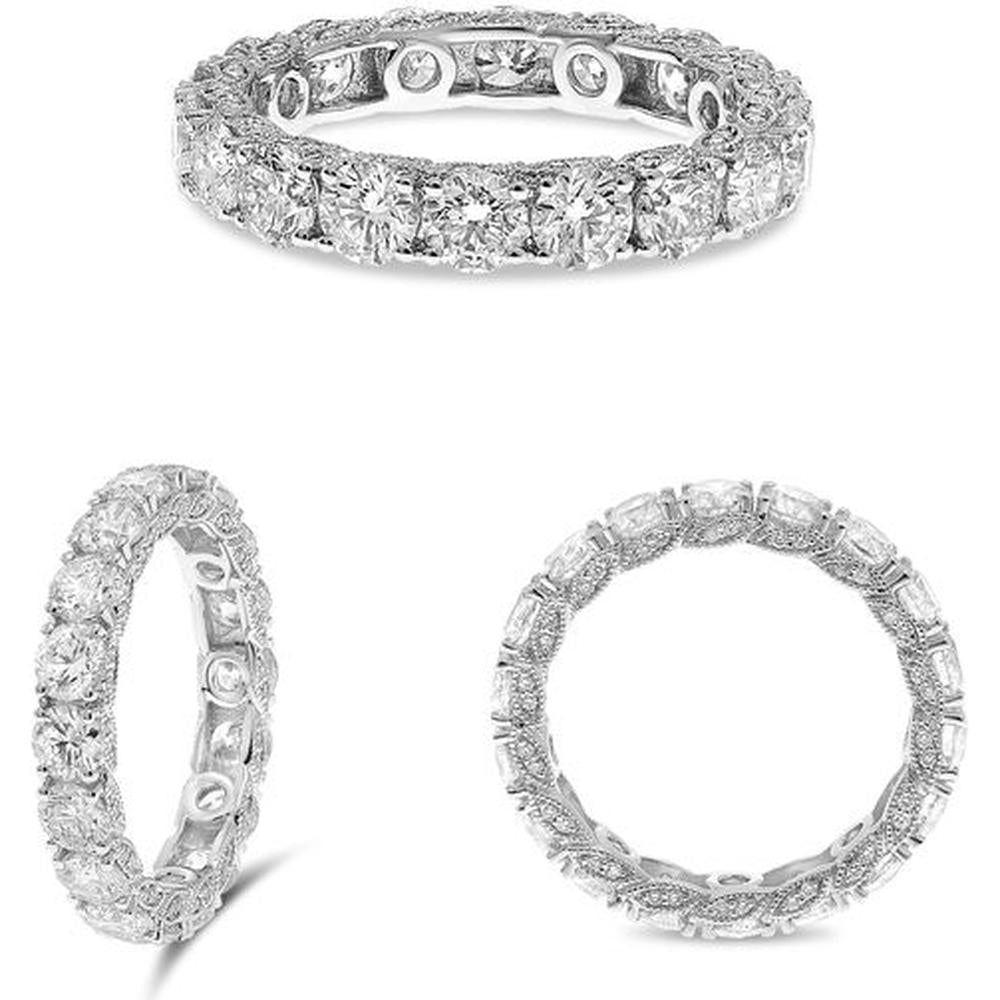 Roman & Jules - 14K White Gold Eternity Band with Round-Cut Diamonds - 3.46 Carat Total Diamond Weight