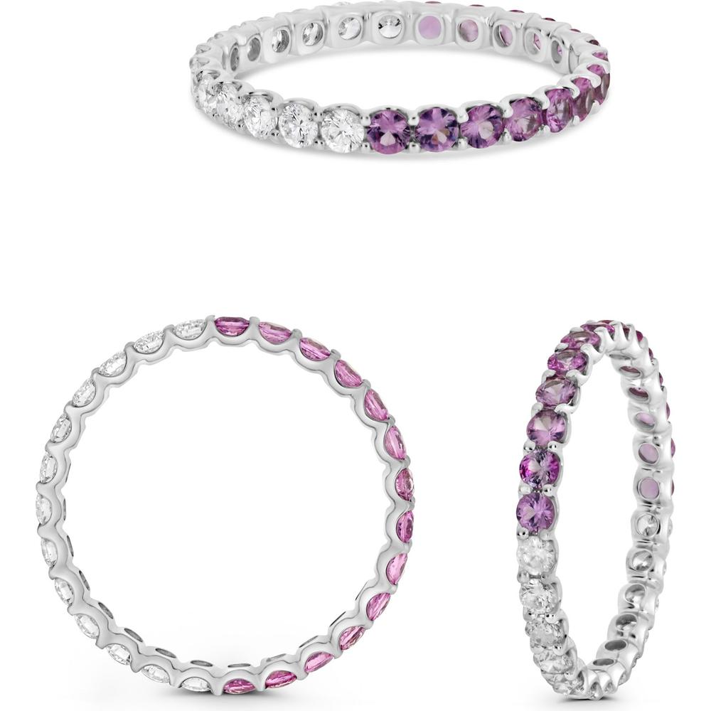 Roman & Jules - 14K White Gold Eternity Band with Round Pink Sapphires and Diamonds - 1.04 Carat Total Gemstone Weight