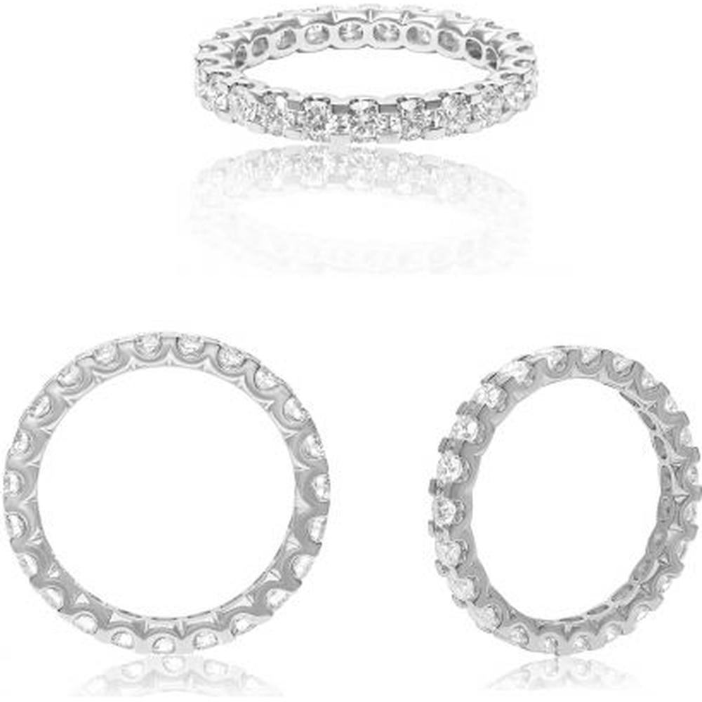 Roman & Jules - 14K White Gold Eternity Band with Round Prong-Set Diamonds - 1.51 Carat Total Diamond Weight