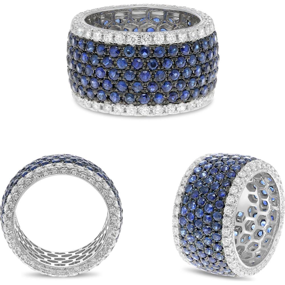 Roman & Jules - 14K White Gold Eternity Band with Round Sapphires - 4.40 Carat Total Sapphire Weight