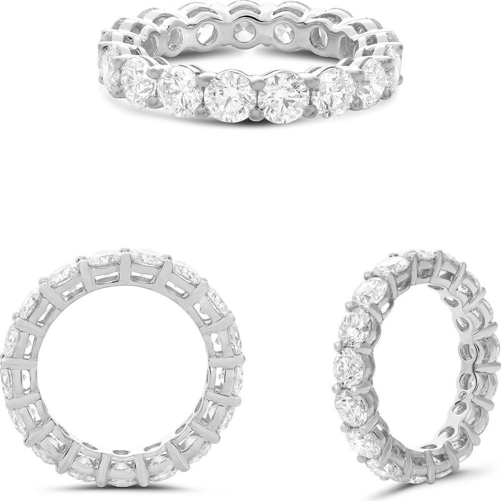 Roman & Jules - 14K White Gold Eternity Band with Shared Prong Set Round Diamonds - 4.00 Carat Total Diamond Weight