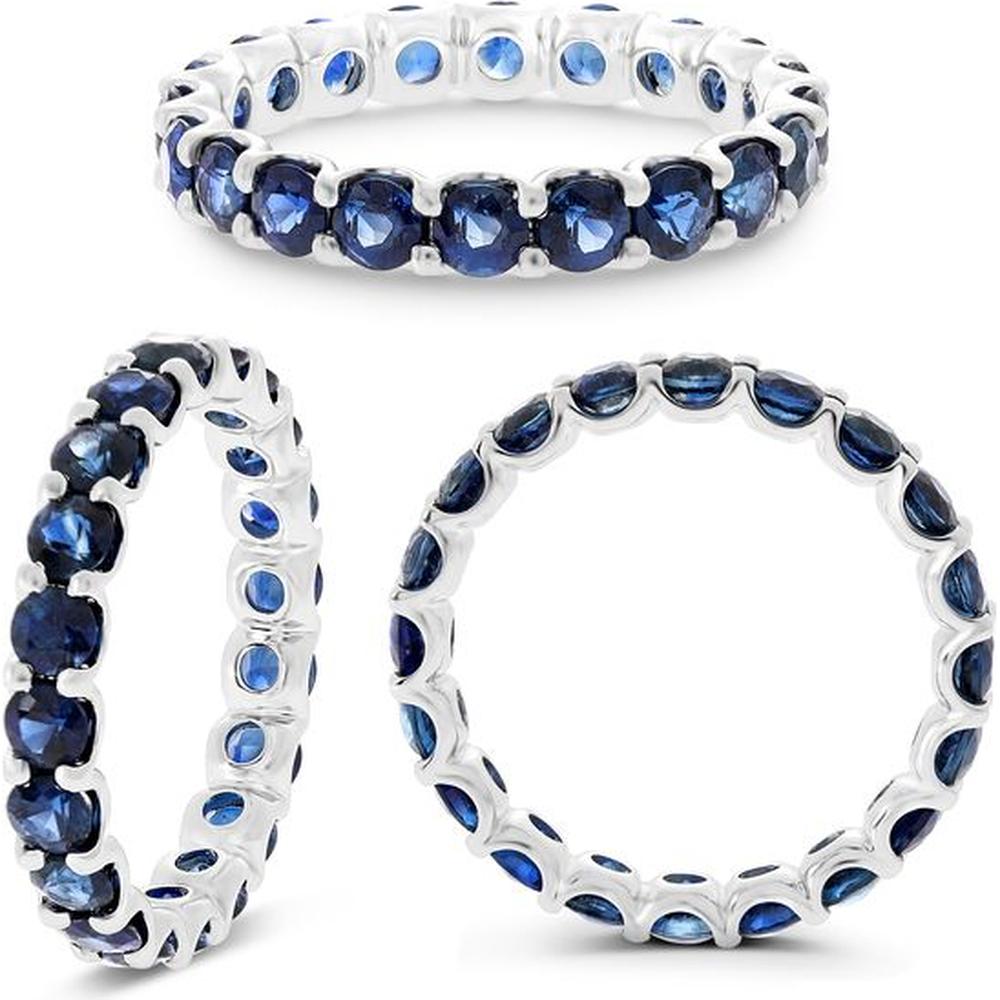 Roman & Jules - 14K White Gold Eternity Band with U-Prong Set Round Sapphires - 2.16 Carat Total Gemstone Weight