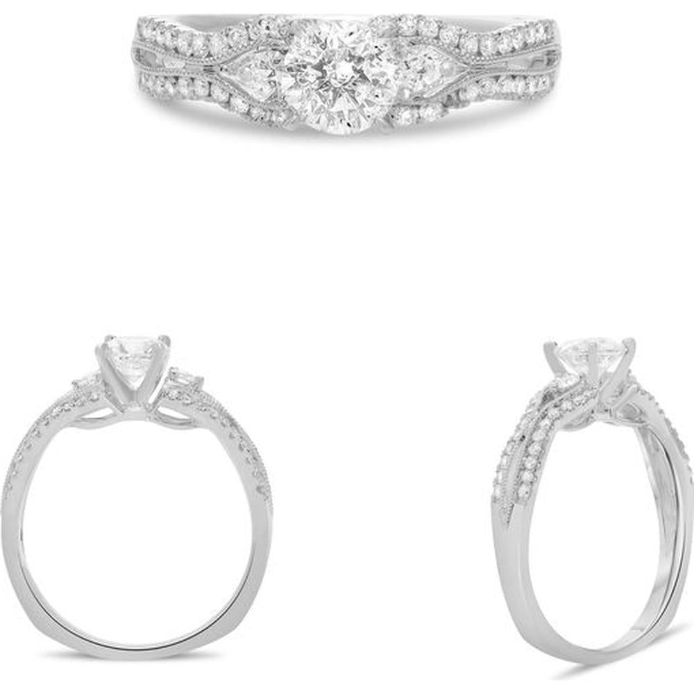 Roman & Jules - 14K White Gold Euro Shank Engagement Ring with 0.35 Carat Round Diamond