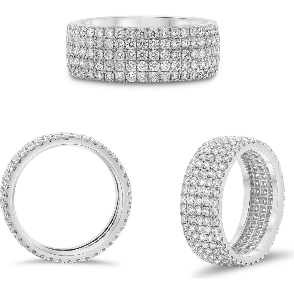 Roman & Jules - 14K White Gold Five Row White Diamond Eternity Band - 2.34 Carat Total Diamond Weight