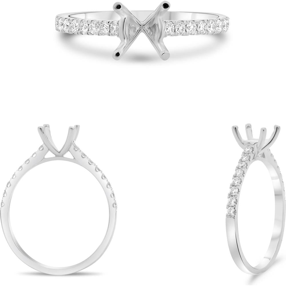 Roman & Jules - 14K White Gold Four-Prong Engagement Ring with 0.23 Carat Round Diamond