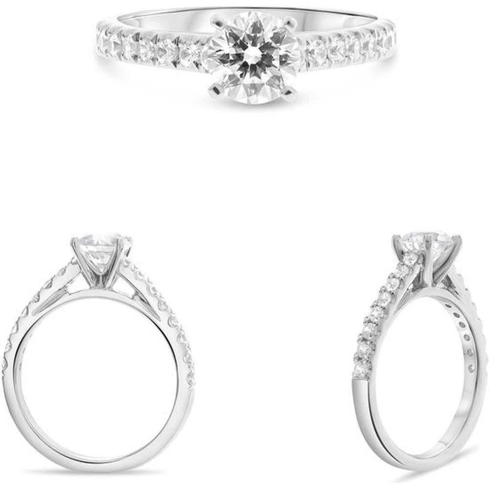 Roman & Jules - 14K White Gold Four-Prong Engagement Ring with 0.34 Carat Round Diamond