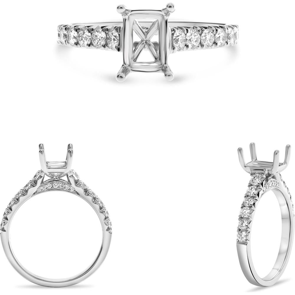 Roman & Jules - 14K White Gold Four Prong Engagement Ring with 0.53 Carat Round Diamonds