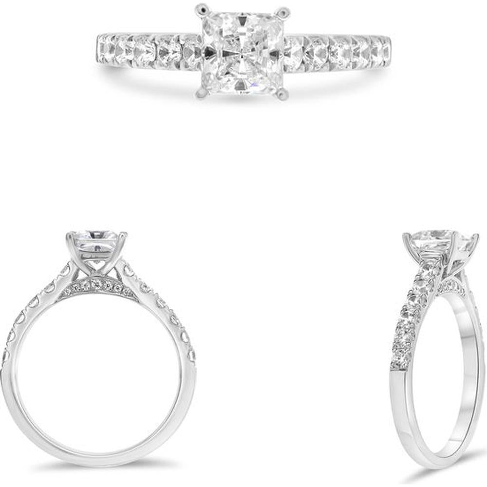 Roman & Jules - 14K White Gold Four Prong Engagement Ring with 0.54 Carat Round Diamond