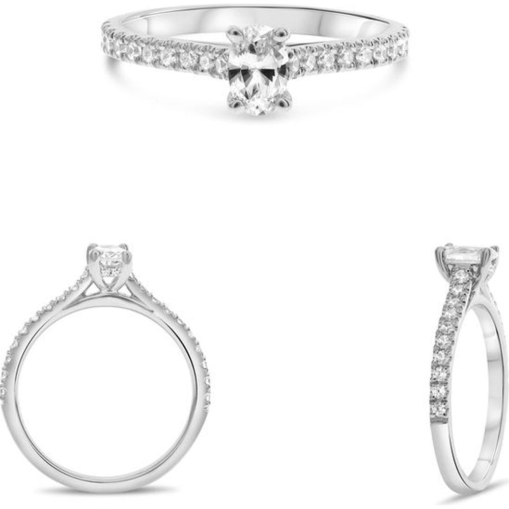 Roman & Jules - 14K White Gold Four Prong Engagement Ring with Round Diamond - 0.23 Carat Total Diamond Weight