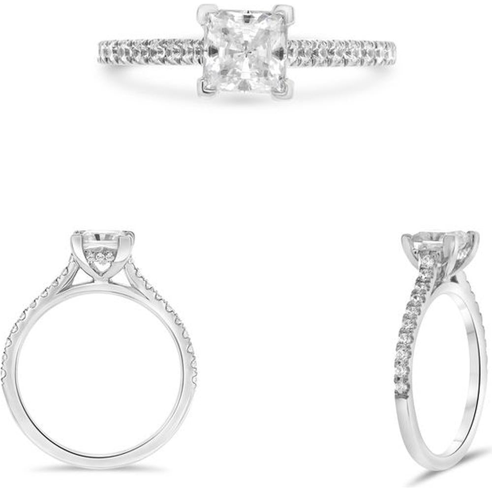Roman & Jules - 14K White Gold Four Prong Engagement Ring with Round Diamond - 0.25 Carat Total Diamond Weight