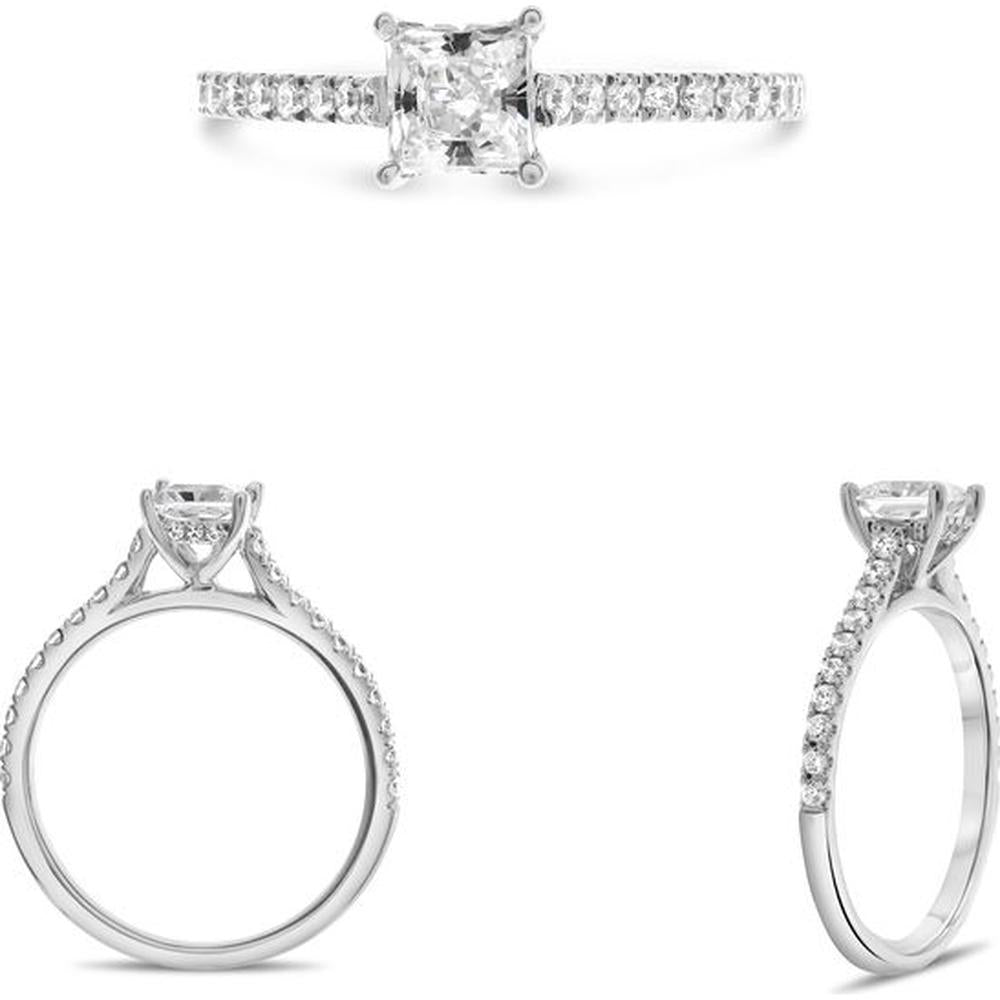 Roman & Jules - 14K White Gold Four Prong Engagement Ring with Round Diamond - 0.28 Carat Total Diamond Weight