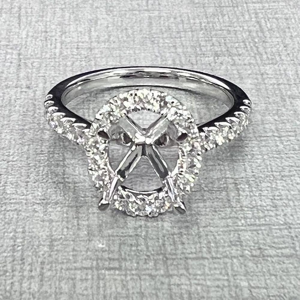 Roman & Jules - 14K White Gold Four Prong Halo Engagement Ring with 0.51 Carat Round Diamond - 2.50 Carat Total Diamond Weight