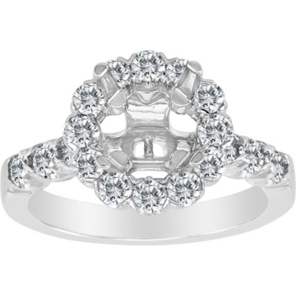 Roman & Jules - 14K White Gold Four Prong Halo Engagement Ring with 0.64 Carat Round Diamond