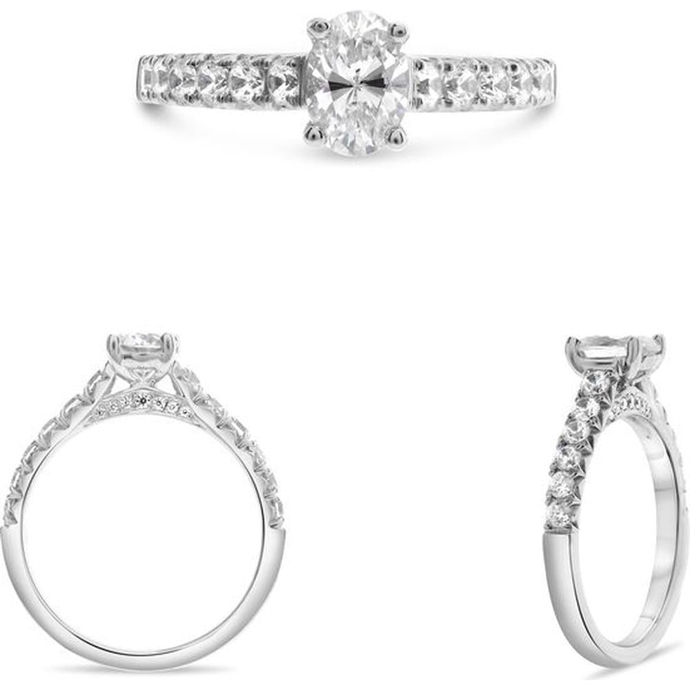 Roman & Jules - 14K White Gold Four Prong Round Diamond Engagement Ring - 0.53 Carat Total Diamond Weight