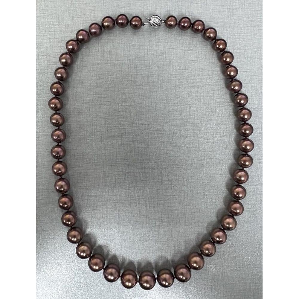 Roman & Jules - 14K White Gold Graduated Tahitian Pearl Necklace with Diamond Accent - 10.9-8.1mm Pearls