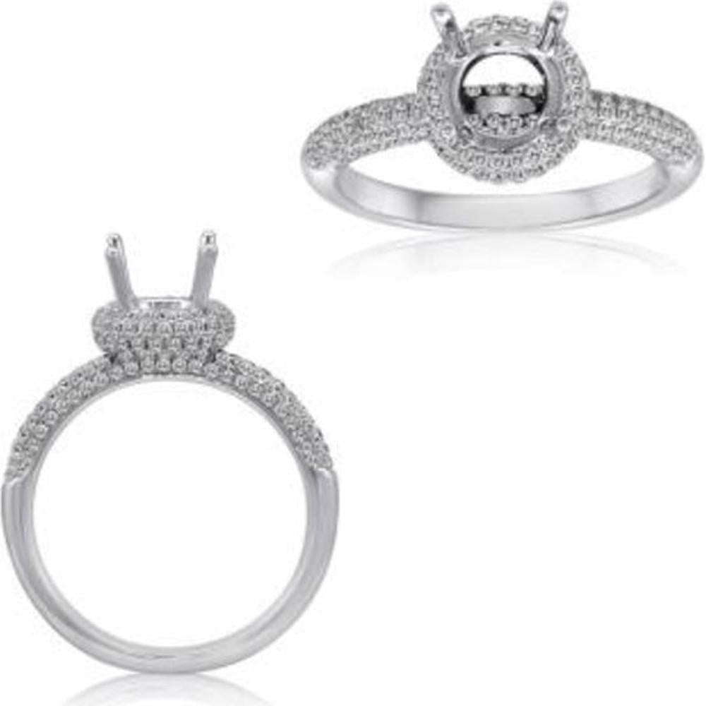 Roman & Jules - 14K White Gold Halo Diamond Ring with Pave Setting - 0.66 Carat Total Diamond Weight