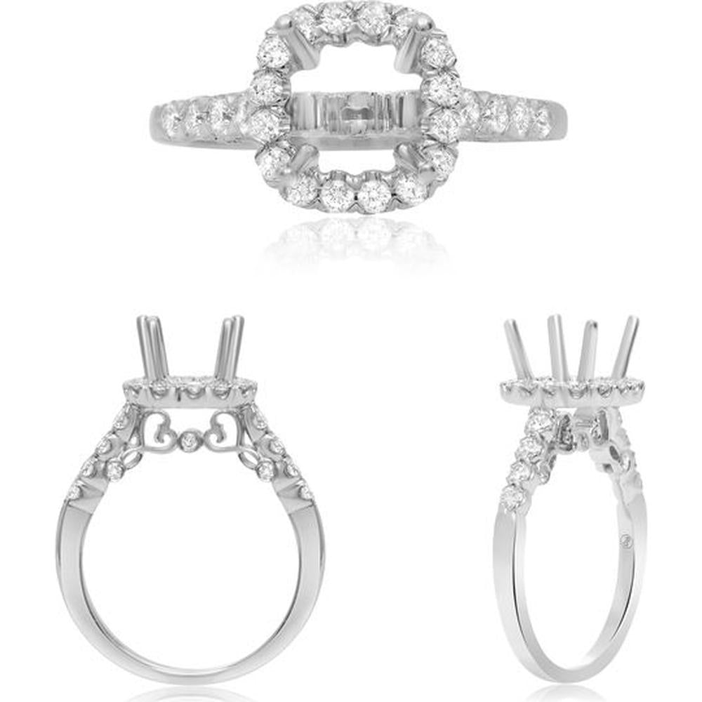 Roman & Jules - 14K White Gold Halo Engagement Ring with 0.61 Carat Round Diamonds