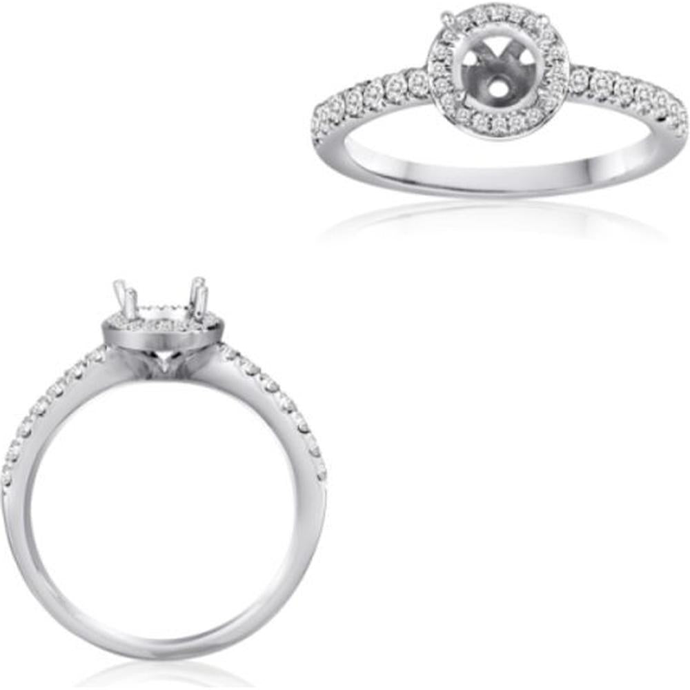 Roman & Jules - 14K White Gold Halo Round Diamond Ring - 0.27 Carat Total Diamond Weight