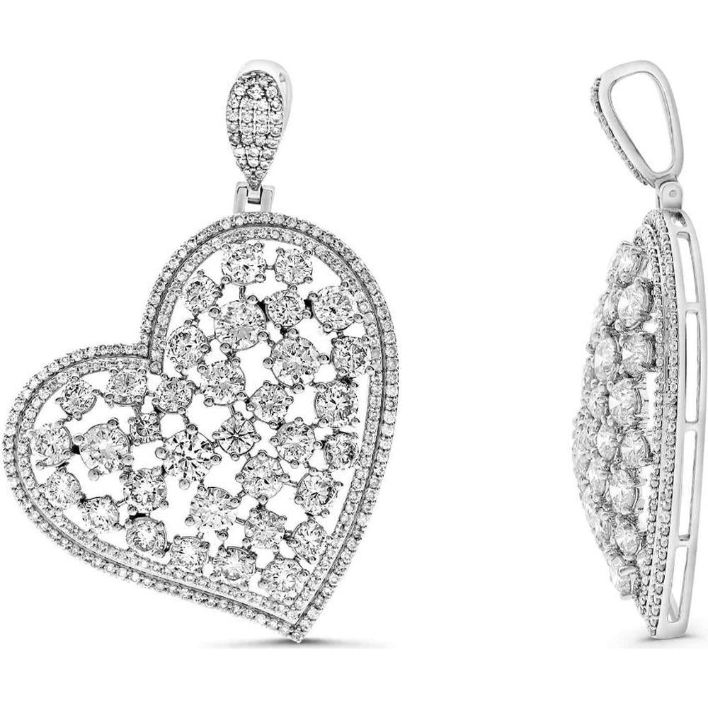 Roman & Jules - 14K White Gold Heart-Shaped Pendant with Round and Black Diamonds - 0.69 Carat Total Diamond Weight