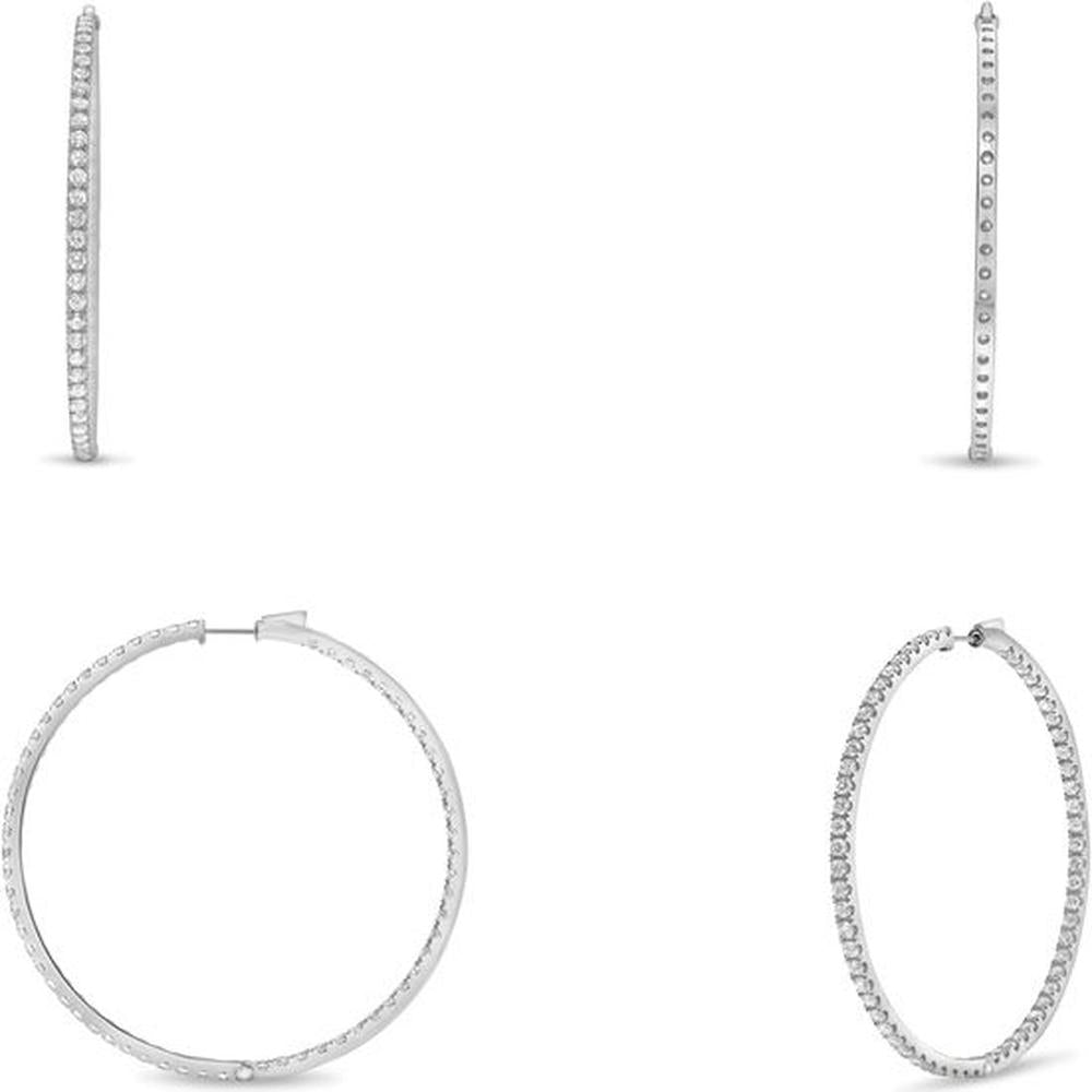 Roman & Jules - 14K White Gold Hoop Earrings with 5.00 Carats of Round Diamonds in Micropavé Setting