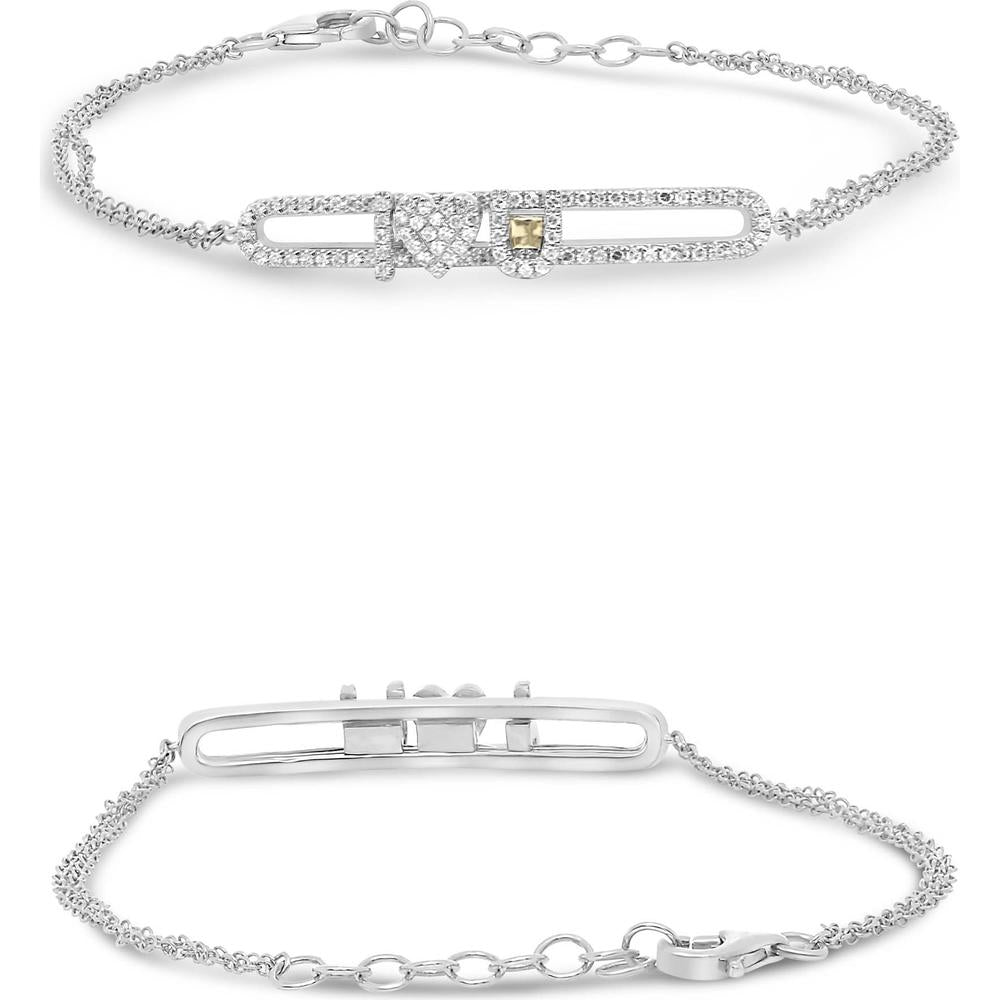 Roman & Jules - 14K White Gold I Love You Bracelet with 0.29 Carat Moving Round Diamonds