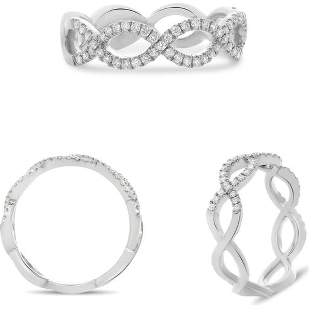 Roman & Jules - 14K White Gold Infinity Band with Round Cut Diamonds - 0.31 Carat Total Diamond Weight