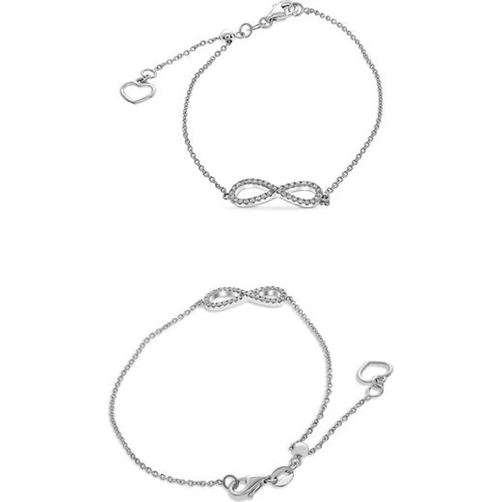 Roman & Jules - 14K White Gold Infinity Pave Bracelet with 0.14 Carats of Round Diamonds