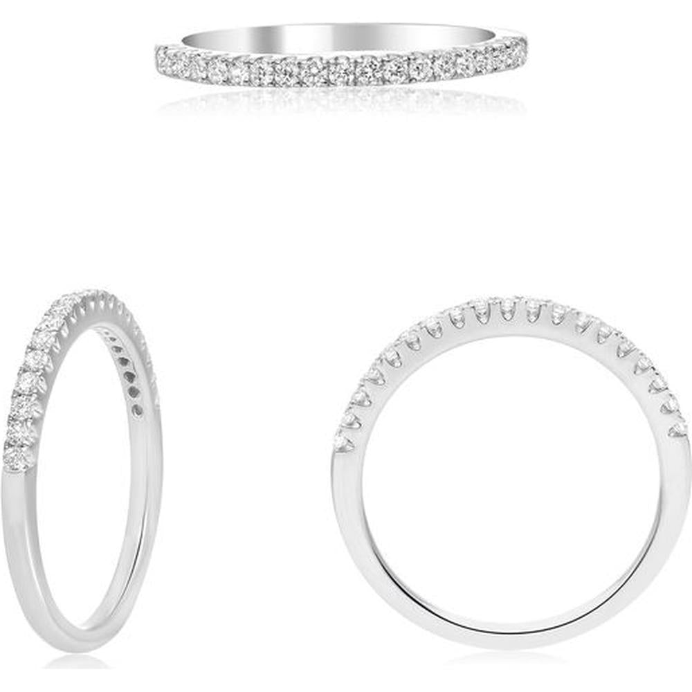 Roman & Jules - 14K White Gold Micropavé Band Ring with Round Diamonds - 0.22 Carat Total Diamond Weight