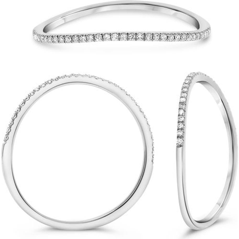 Roman & Jules - 14K White Gold Micropavé Diamond Band - 0.08 Carat Total Diamond Weight