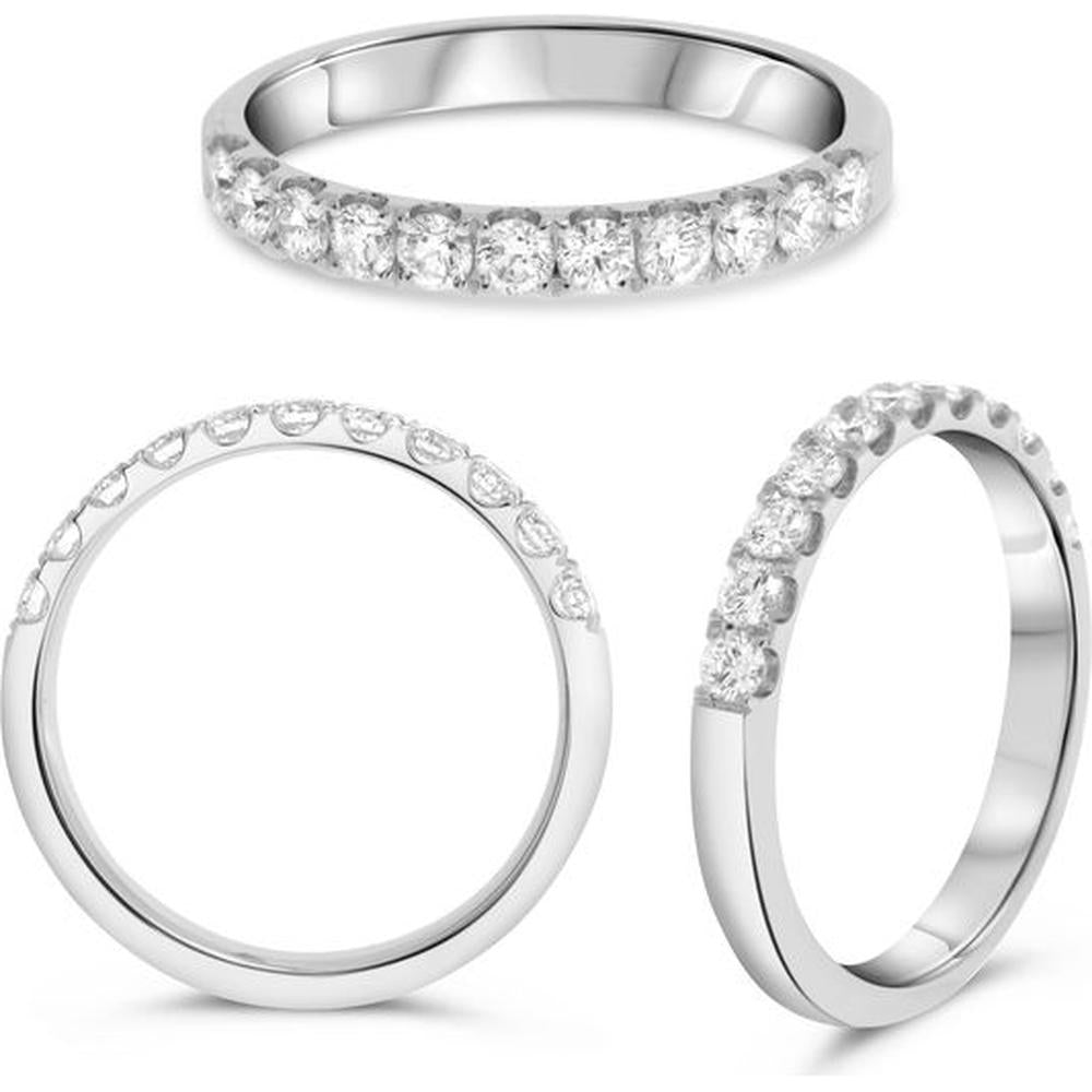 Roman & Jules - 14K White Gold Micropavé Diamond Band with Round Diamonds - 0.50 Carat Total Diamond Weight