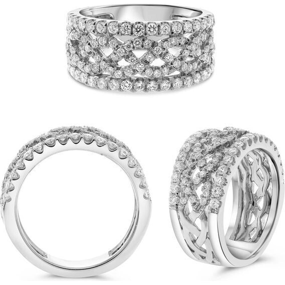 Roman & Jules - 14K White Gold Mixed Shape Diamond Ring - 1.04 Carat Total Diamond Weight