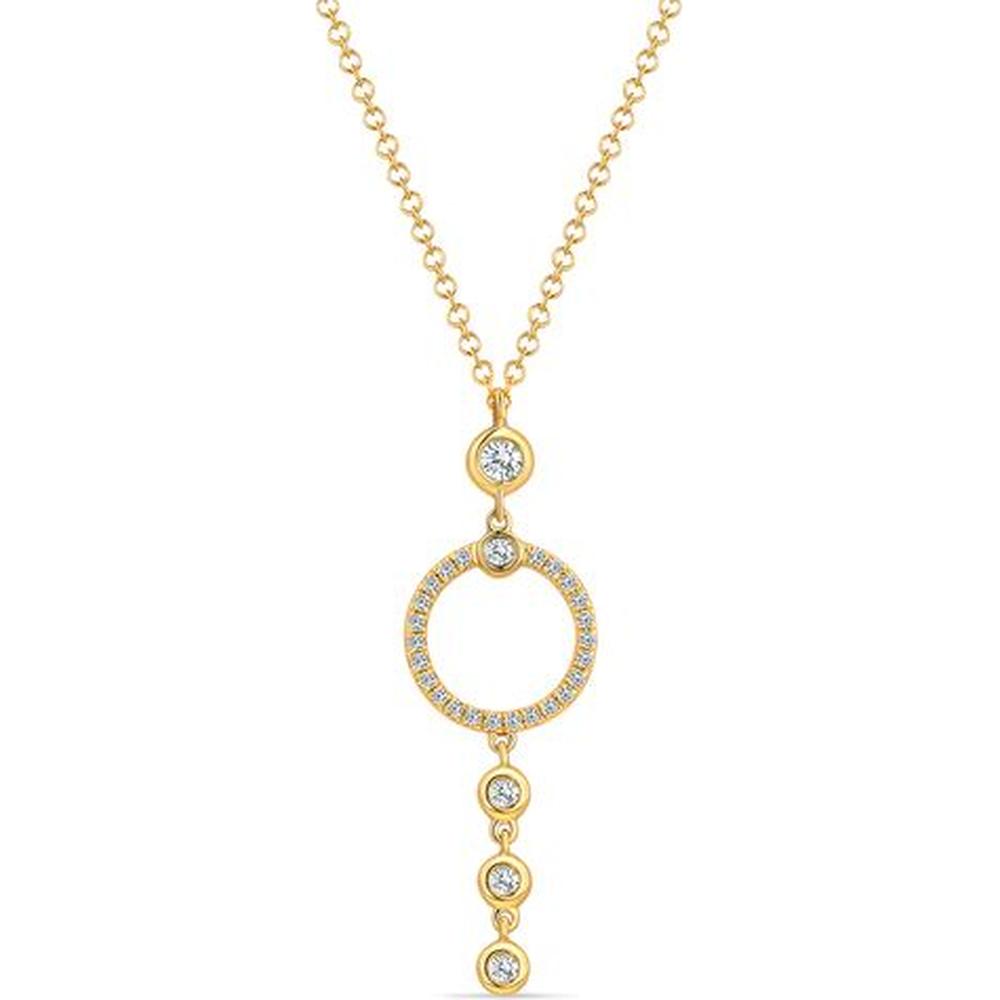 Roman & Jules - 14K White Gold Necklace with 0.17 Carat Round Diamond Circle Pendant