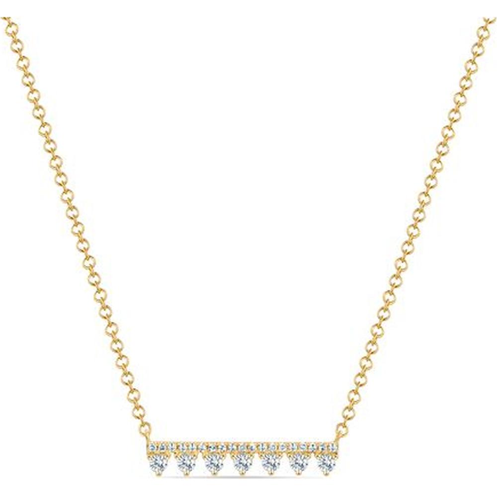 Roman & Jules - 14K White Gold Necklace with 0.25 Carat Round Diamonds in Bar Setting